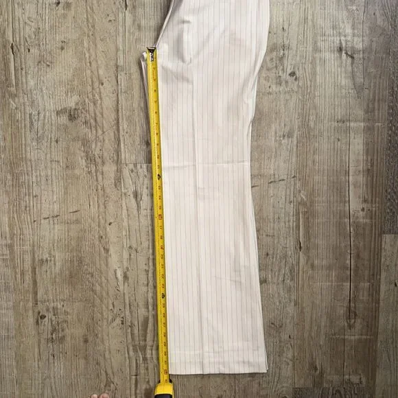 Ann Taylor Pants 6 NWT Cream Navy Pinstripe Boot Leg Cut Business - Picture 3 of 5